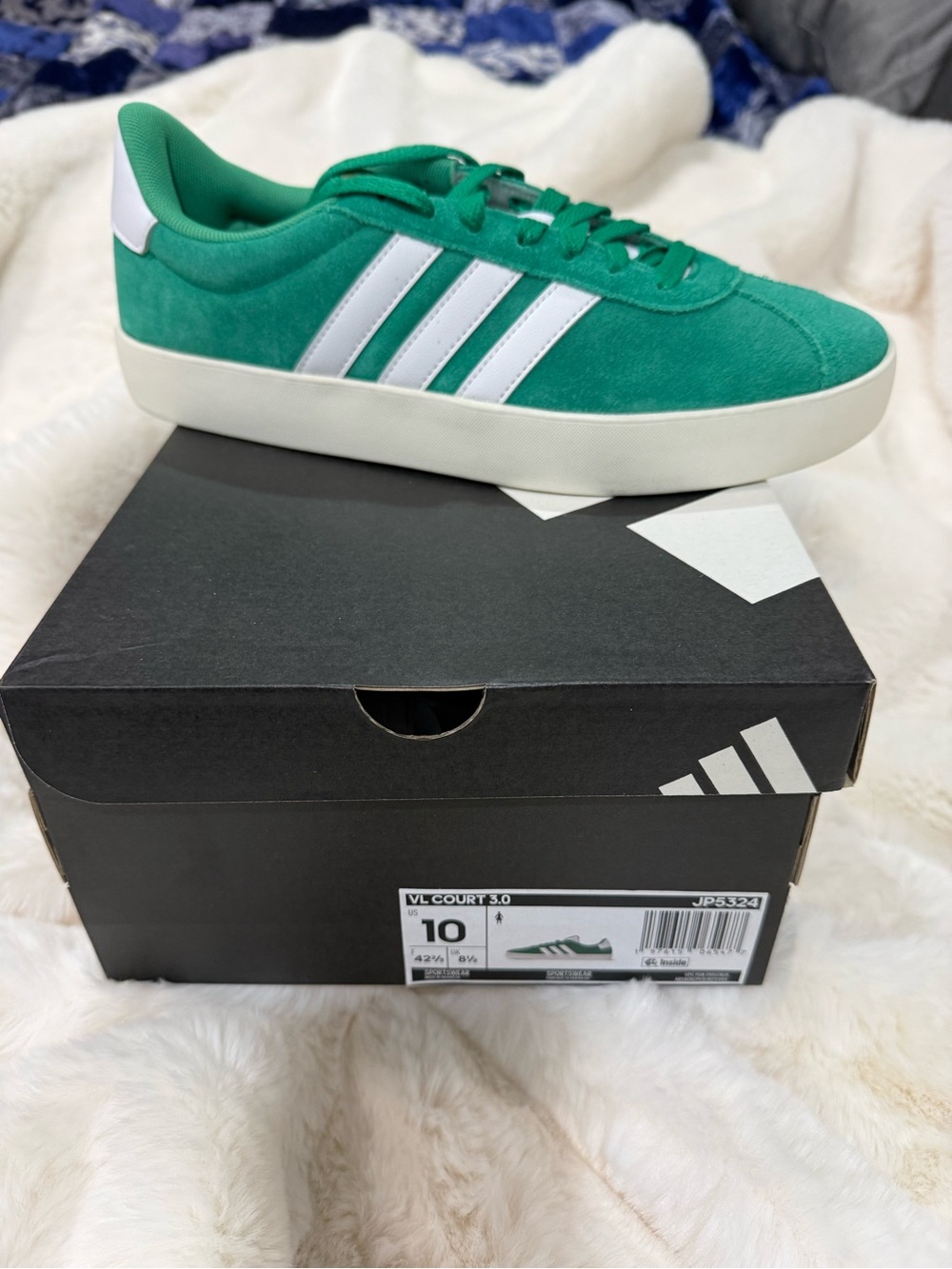adidas Green Suede Sneakers with White Stripes
